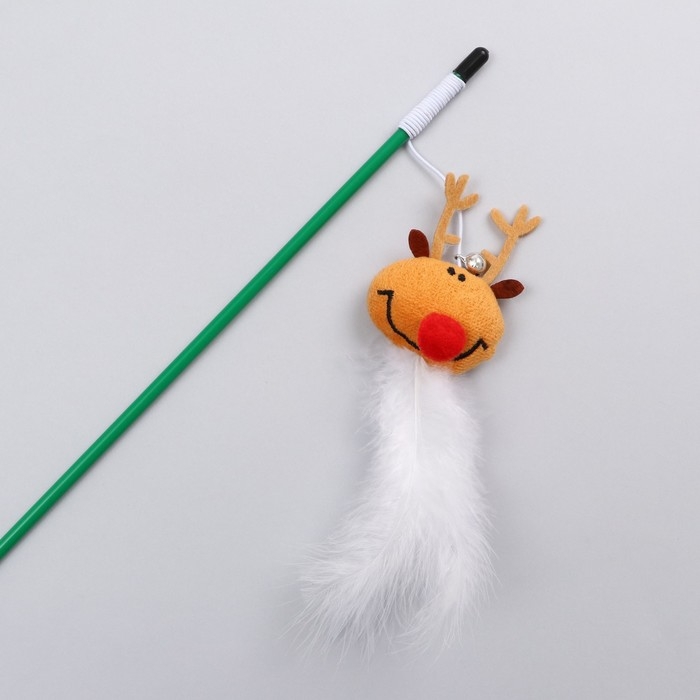 Дразнилка-удочка для кошек с бубенчиком  Дразнилка-удочка для кошек с бубенчиком "Олень", 40 см