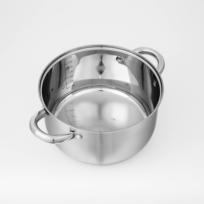 Набор кастрюль из нержавеющей стали Доляна «Гретте», 3 предмета: 2,3 л, 3,2 л, 4,2 л, крышки Набор кастрюль из нержавеющей стали Доляна «Гретте», 3 предмета: 2,3 л, 3,2 л, 4,2 л, крышки