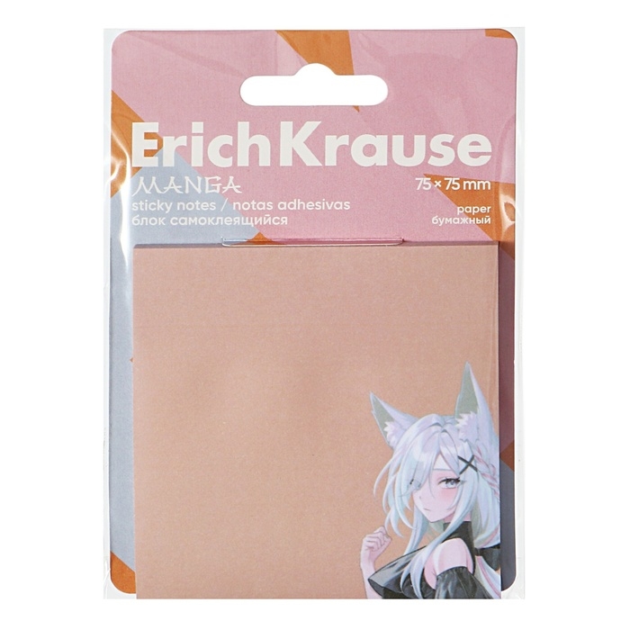 Блок с липким краем бумажный 75х75 мм, ErichKrause  Блок с липким краем бумажный 75х75 мм, ErichKrause "Manga", 50 листов