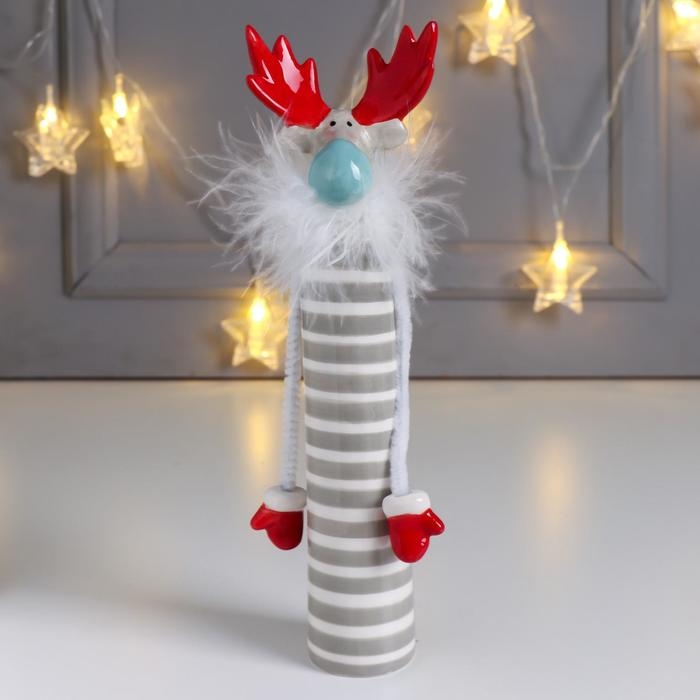 Сувенир керамика Сувенир керамика "Высокий лось" в полоску с красными рогами 22,3х5х6,3 см