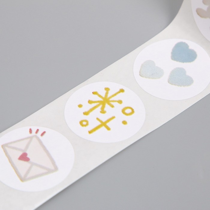 Наклейка бумага Наклейка бумага "Котик и мишка" d=2,5 см 500 шт в рулоне 3х5,5х5,5 см