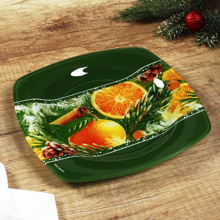 Новый год. Тарелка стеклянная «Аромат праздника», 20 см Новый год. Тарелка стеклянная «Аромат праздника», 20 см