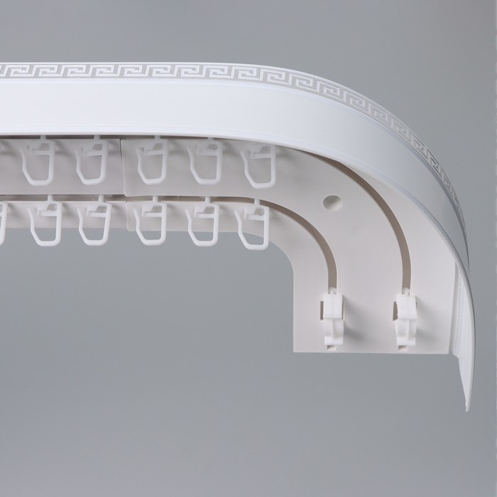 Карниз двухрядный, «Ультракомпакт. Лабиринт», 200 см, с декоративной планкой, цвет белый Карниз двухрядный, «Ультракомпакт. Лабиринт», 200 см, с декоративной планкой, цвет белый