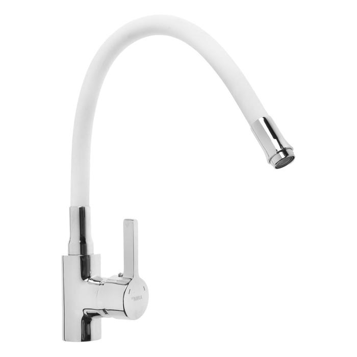 Смеситель для кухни Mira 5098-3, однорычажный, картридж 35 мм, гибкий излив, хром/белый Смеситель для кухни Mira 5098-3, однорычажный, картридж 35 мм, гибкий излив, хром/белый