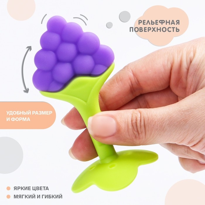 Прорезыватель силиконовый &laquo;Виноградик&raquo;, на ножке, Крошка Я