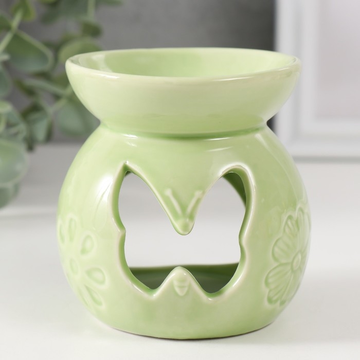 Аромалампа керамика  Аромалампа керамика "Бабочка" зелёная 7,2х7,2х8,9 см