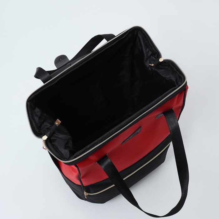 Сумка дорожная на колёсах, наружный карман, цвет чёрный/красный Сумка дорожная на колёсах, наружный карман, цвет чёрный/красный