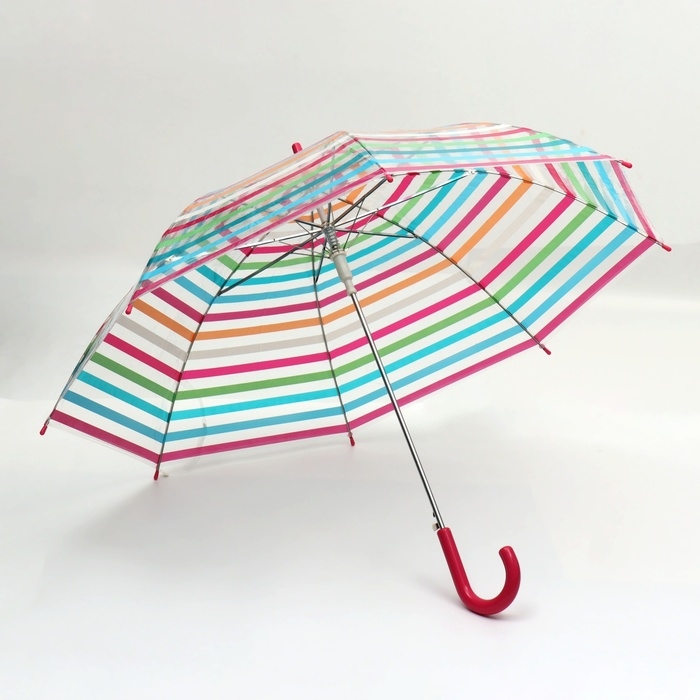 Зонт - трость полуавтоматический «Полосы», 8 спиц, R = 47/53 см, D = 106 см, разноцветный Зонт - трость полуавтоматический «Полосы», 8 спиц, R = 47/53 см, D = 106 см, разноцветный