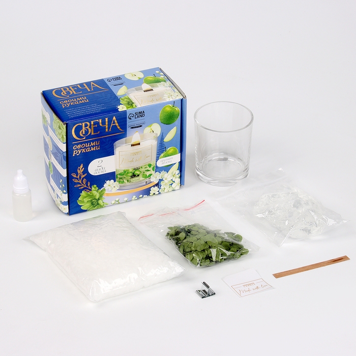 Свеча своими руками. Создание ароматической свечи с сухоцветами «Зеленое яблоко», набор для творчества Свеча своими руками. Создание ароматической свечи с сухоцветами «Зеленое яблоко», набор для творчества