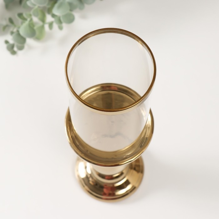 Подсвечник керамика, стекло на 1 свечу Подсвечник керамика, стекло на 1 свечу "Магистр" d=8 см золото 9,5х9,5х32 см