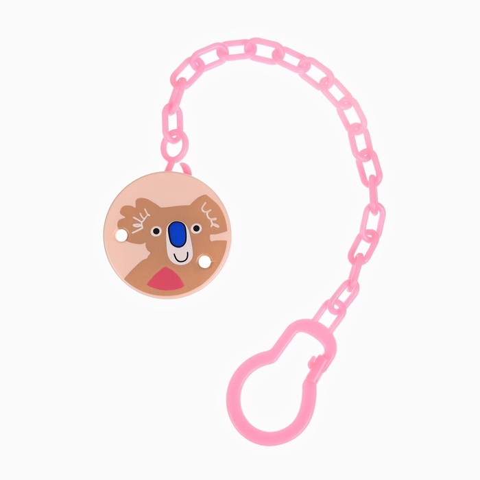 Набор: Соска - пустышка с держателем «Коала», классичекая, +6 мес, цвет коралловый