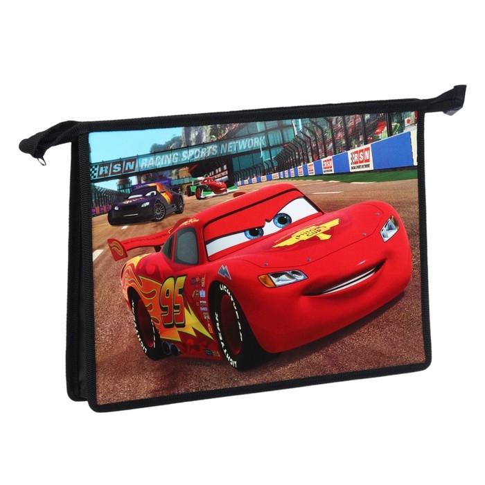 Папка для тетрадей А4, на молнии, пластик, Тачки Папка для тетрадей А4, на молнии, пластик, Тачки