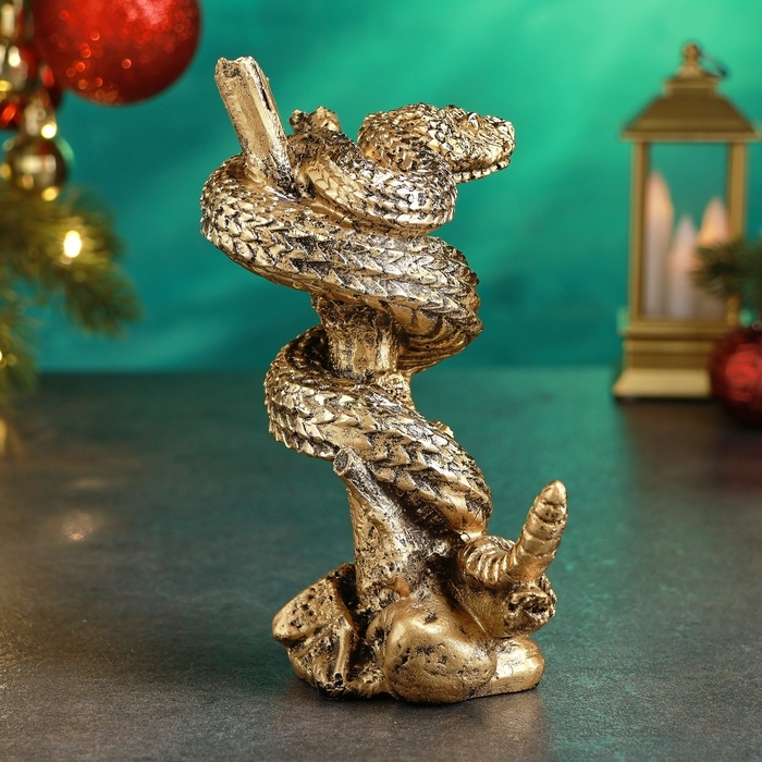 Фигура Фигура "Змея на ветке" 7х10х15см, золото