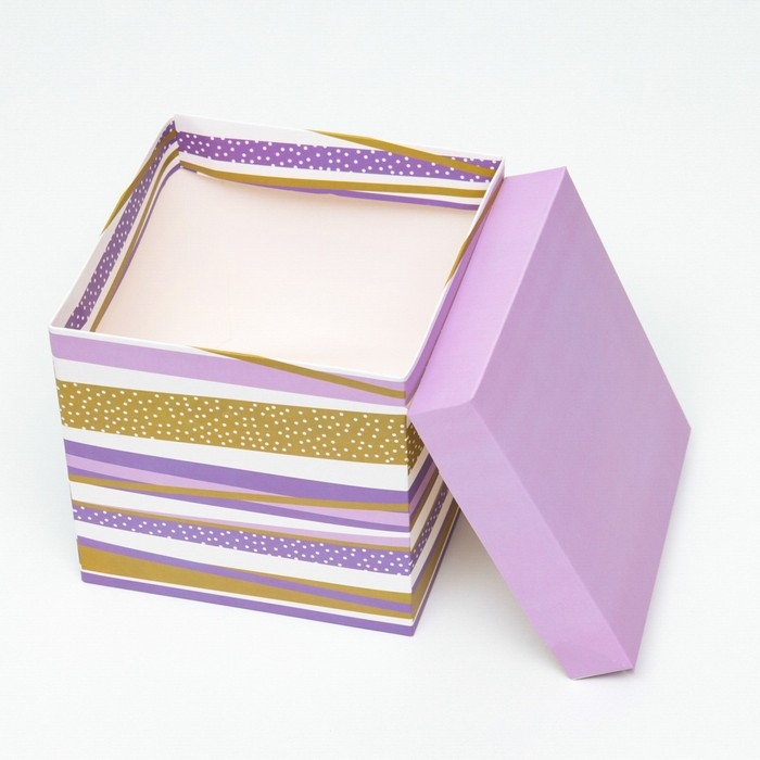 Коробка Самосборная Коробка Самосборная "Линии" Лиловая 15х15х15 см