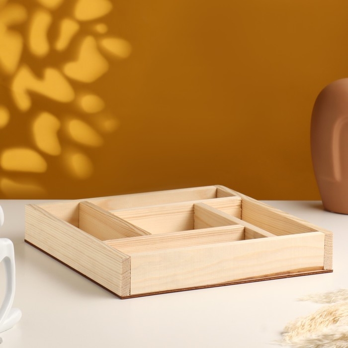 Кашпо деревянное  Кашпо деревянное "Зигзаг" 5 отсеков 25х25х4 см натуральный