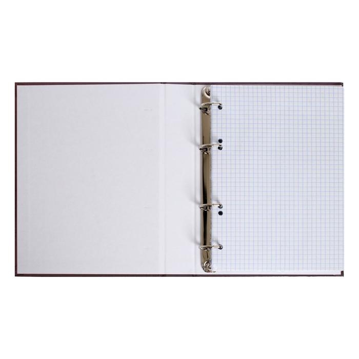 Тетрадь на 4 кольцах А5, 120 листов в клетку Тетрадь на 4 кольцах А5, 120 листов в клетку "Коричневая. METALLIC", обложка бумвинил, блок офсет