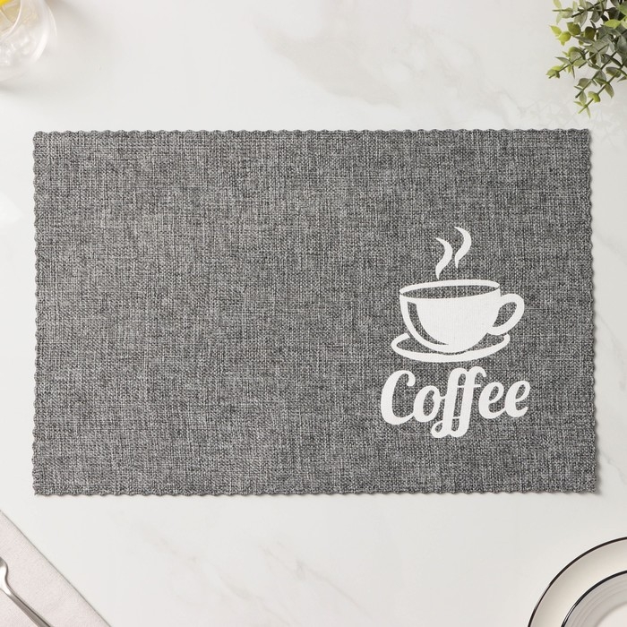 Салфетки сервировочные на стол Доляна Coffee, 4 шт, 44×29 см, цвет серый Салфетки сервировочные на стол Доляна Coffee, 4 шт, 44×29 см, цвет серый