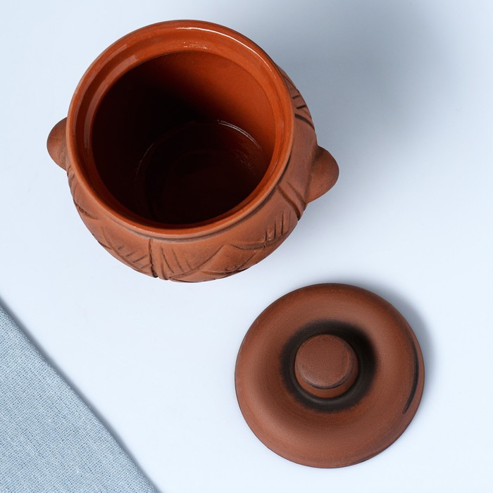 Горшок керамический для запекания  Горшок керамический для запекания "Кунгурский" с ручками, молочение / 0,65л