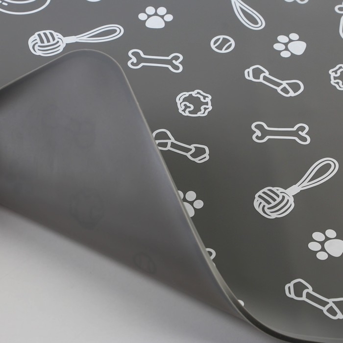 Коврик силиконовый под миску «Паттерн», 30х40 см, серый Коврик силиконовый под миску «Паттерн», 30х40 см, серый