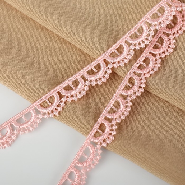 Кружево гипюровое, 13 мм × 11 ± 1 м, цвет нежно-розовый Кружево гипюровое, 13 мм × 11 ± 1 м, цвет нежно-розовый