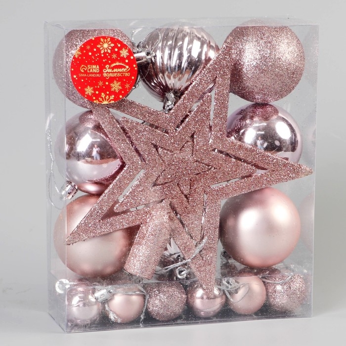 Набор украшений пластик 22 шт Набор украшений пластик 22 шт "Звёздный вечер" розовый