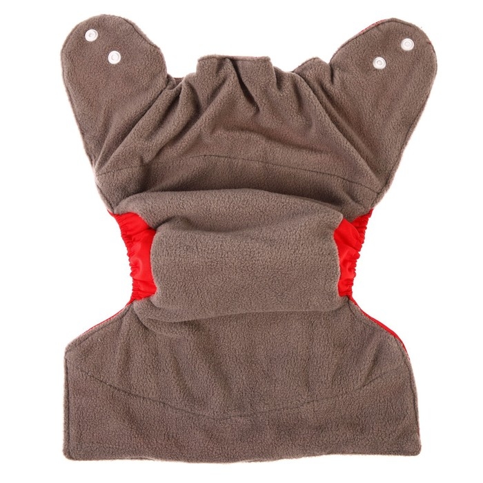 Многоразовый подгузник, 3-15 кг, угольно-бамбуковая ткань, цвет красный, Крошка Я