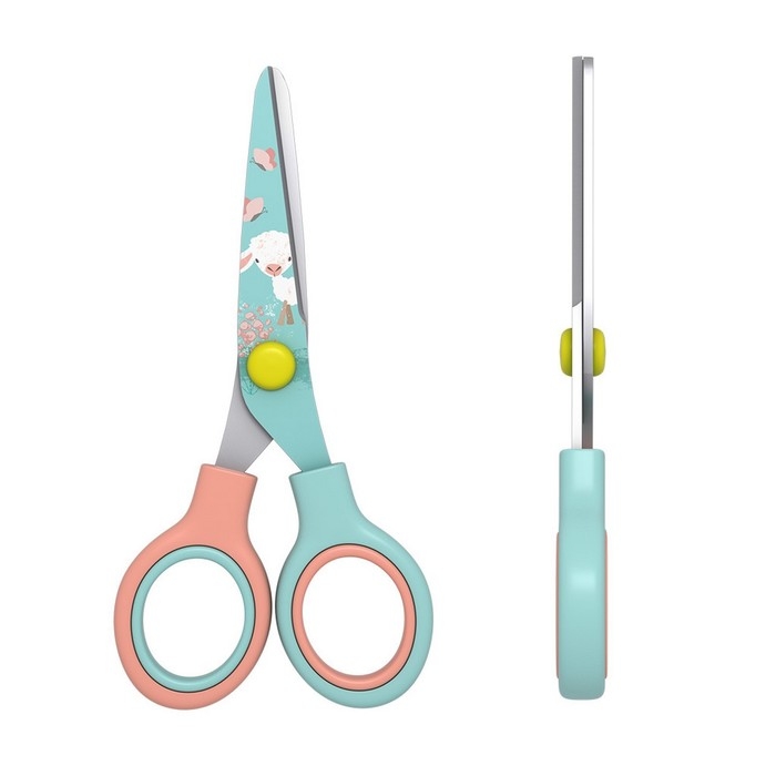 Ножницы детские 13 см, ErichKrause Junior Decor Curly Sheep, с принтом на лезвиях, закруглённые концы, блистер Ножницы детские 13 см, ErichKrause Junior Decor Curly Sheep, с принтом на лезвиях, закруглённые концы, блистер