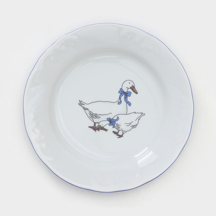 Набор фарфоровых тарелок «Гуси», 12 предметов: 6 супниц 350 мл, 6 плоских тарелок d=20 см, рисунок микс Набор фарфоровых тарелок «Гуси», 12 предметов: 6 супниц 350 мл, 6 плоских тарелок d=20 см, рисунок микс
