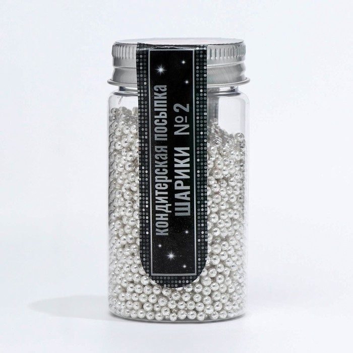 Кондитерская посыпка «Шарики №2», серебристая, 50 г Кондитерская посыпка «Шарики №2», серебристая, 50 г
