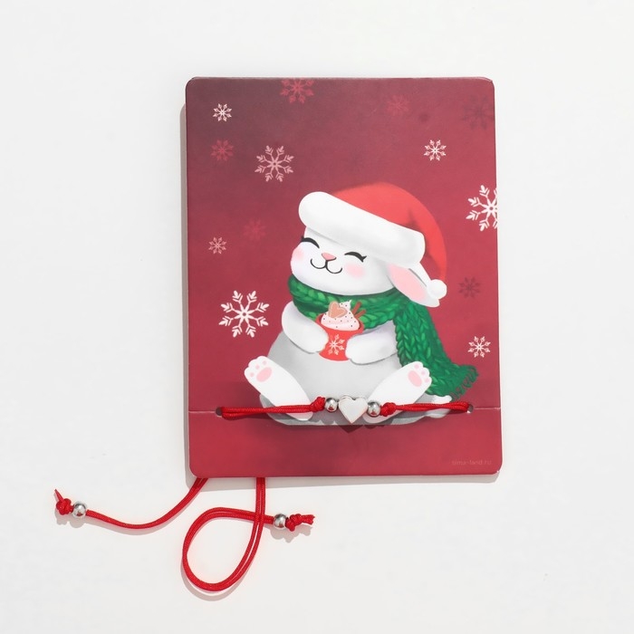 Новый год! Браслет «Зайка» сердце, цвет красный с серебром Новый год! Браслет «Зайка» сердце, цвет красный с серебром