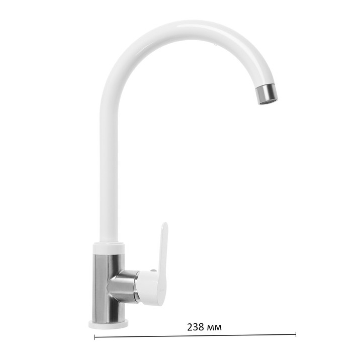 Смеситель для кухни Accoona A48107G, однорычажный, с гайкой, нерж.сталь, белый/хром Смеситель для кухни Accoona A48107G, однорычажный, с гайкой, нерж.сталь, белый/хром