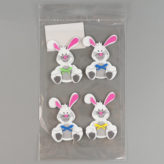 Набор наклеек из EVA  Набор наклеек из EVA "Зайки", 4 шт