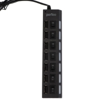 Разветвитель USB (Hub) Perfeo H033, 7 портов, USB 2.0, чёрный