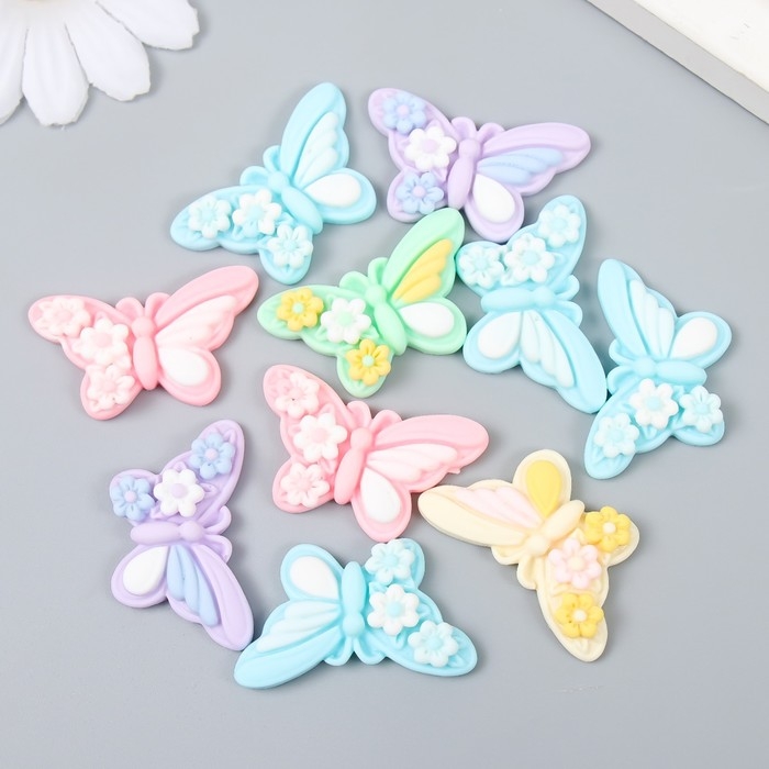 Декор для творчества пластик Декор для творчества пластик "Бабочка в ромашках" набор 10 шт