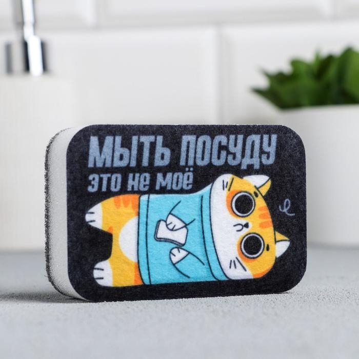 Губка для мытья посуды «Мыть посуду - это не моё» 9х6 см Губка для мытья посуды «Мыть посуду - это не моё» 9х6 см