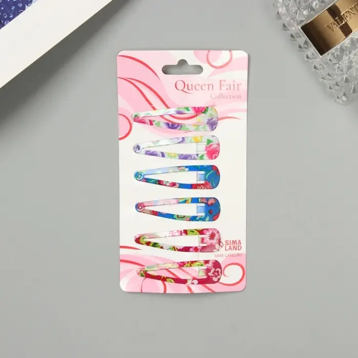 Невидимка для волос  Невидимка для волос "Селена" (набор 6 шт) цветочное ассорти, 4,5 см