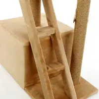 Домик для кошек с когтеточкой &laquo;Домосед&raquo;, с лестницей и площадкой, 60&times;35&times;56 см, бежевый