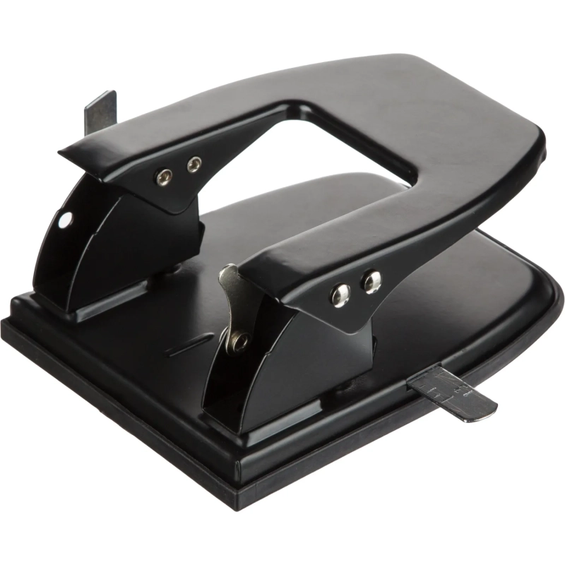 Дырокол до 30 листов, с линейкой, цвет черный