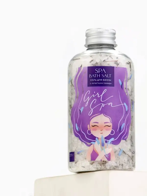 Соль для ванны с лепестками лаванды Girl Spa, 370 г, BEAUTY FOX