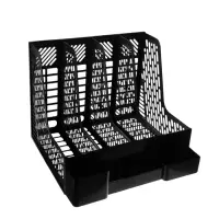 Лоток для бумаг Calligrata с отделениями для пишущих принадлежностей, вертикальный, 4 отделения, чёрный