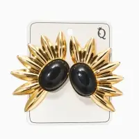 Серьги "Полусолнце", цвет чёрный в золоте