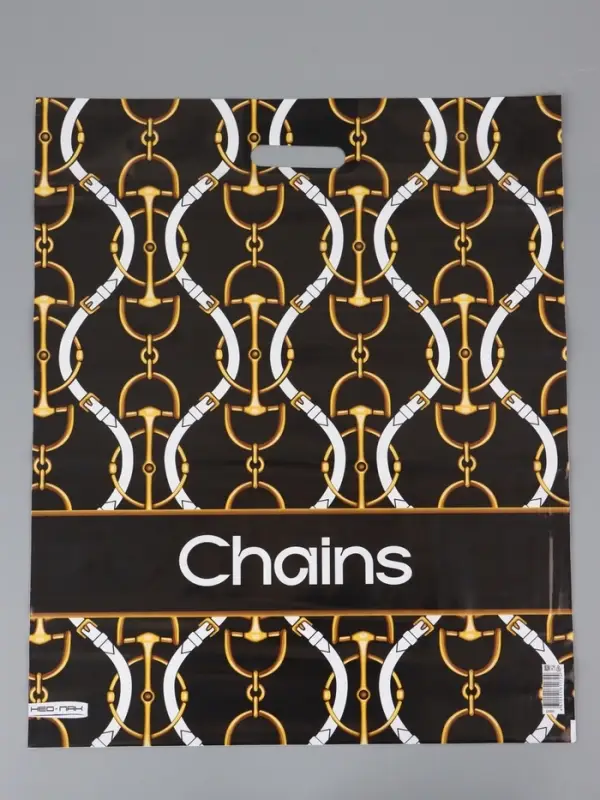 Пакет "Цепи, полиэтиленовый с вырубной ручкой 50х60 см, 100 мкм