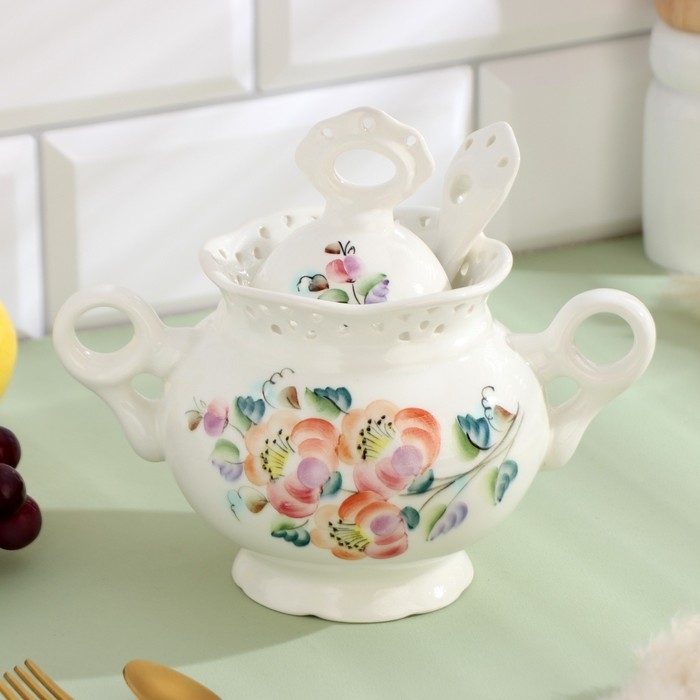 Банка с ложкой Банка с ложкой "Каприз", 19 х 10 х 16,5 см, 560 мл, Рогочая Н.В.