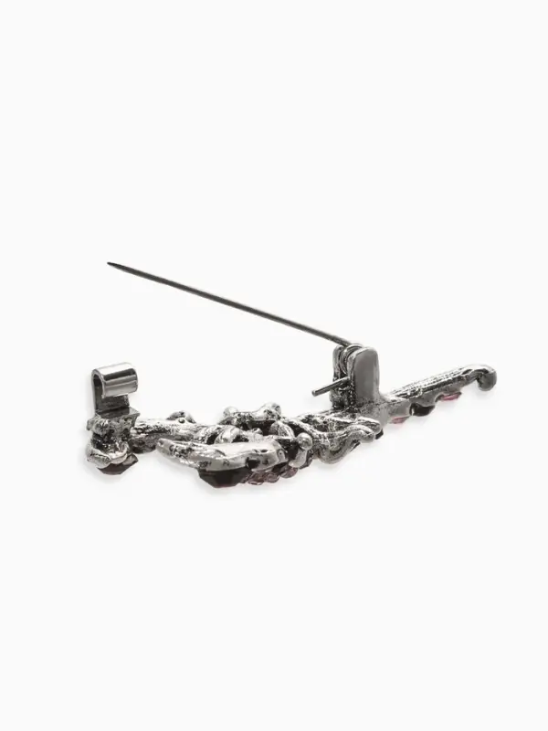 Брошь &laquo;Скорпион&raquo;, розовая, фиолетовый в черненом серебре