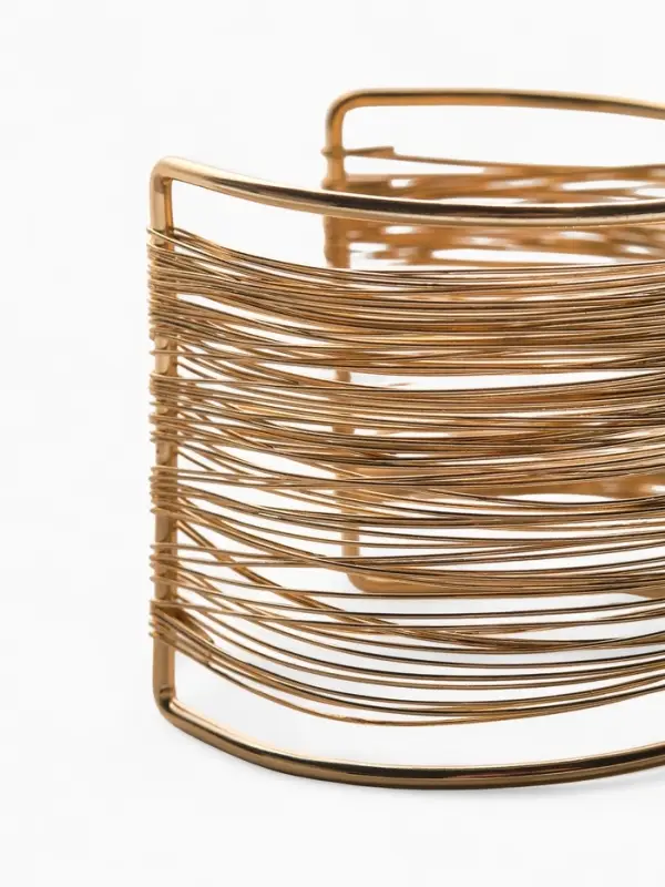 Браслет манжета &laquo;Нити&raquo;, d=6 см, металл, цвет золото