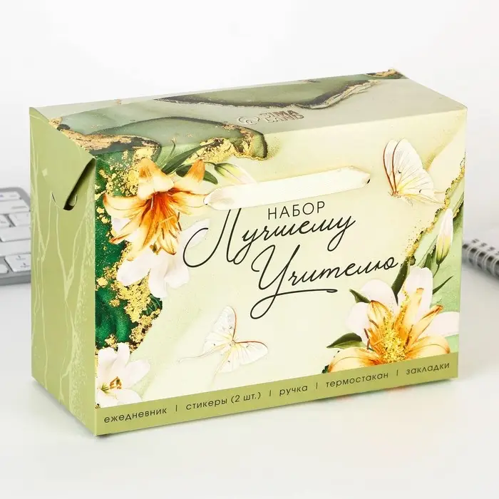 Подарочный набор «Лучшему учителю»: ежедневник А5, 80 листов, ручка, стикеры, термостакан