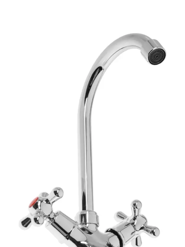 Смеситель для кухни ZEIN Z3101, двухвентильный, высокий излив, хром