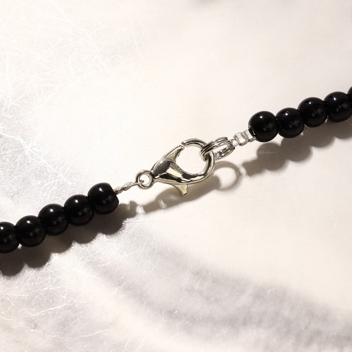 Бусы шар №4 «Агат чёрный», 45см