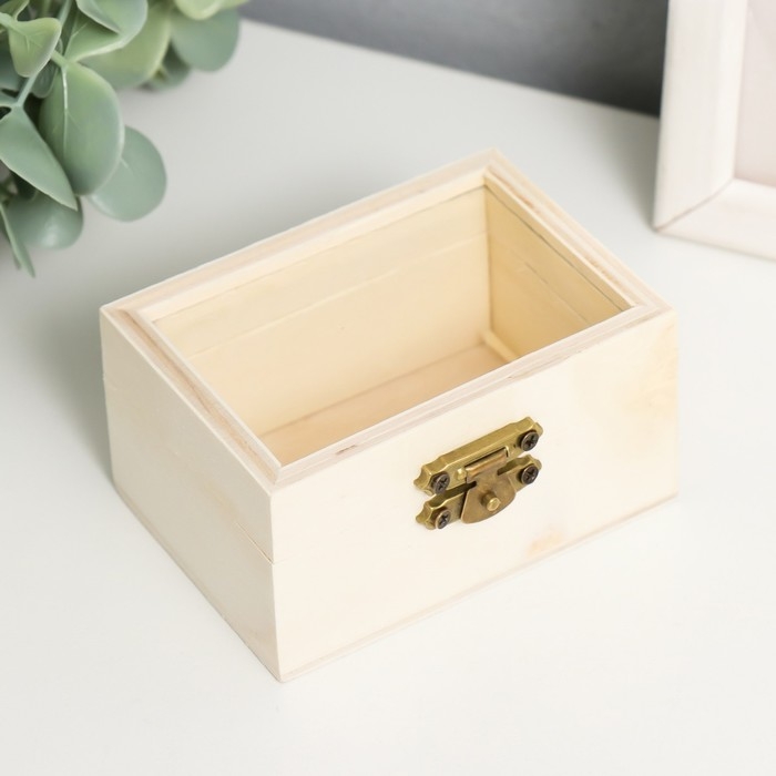 Шкатулка для росписи дерево со стеклянной вставкой 8,5х6,5х4,5 см Шкатулка для росписи дерево со стеклянной вставкой 8,5х6,5х4,5 см