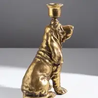 Подсвечник на 1 свечу &laquo;Спаниель&raquo;, полистоун, золото, 14.5&times;9&times;24 см